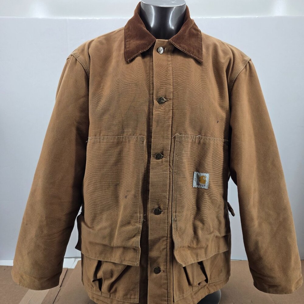 Vintage CARHARTT CB256 XL Hunting Jacket Blanket Lined Game Pouch Made in USA